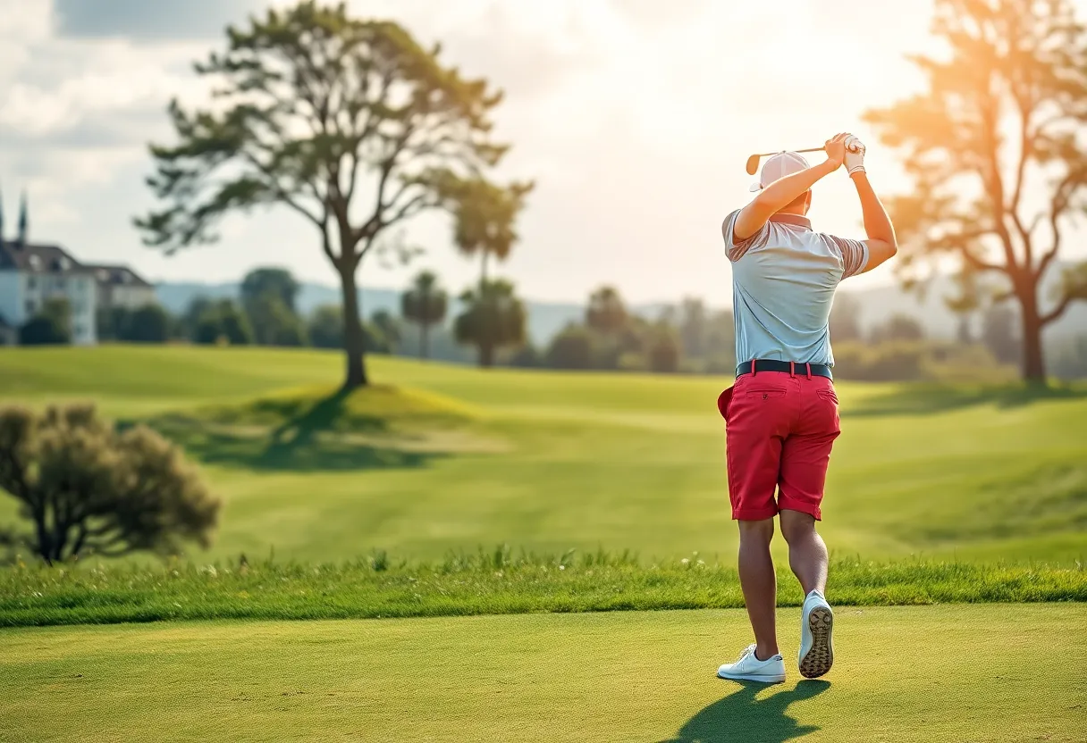 Golfer showcasing skills on a lush golf course