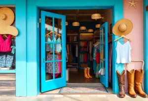 Boutique storefront of Boots N Bikinis in Myrtle Beach