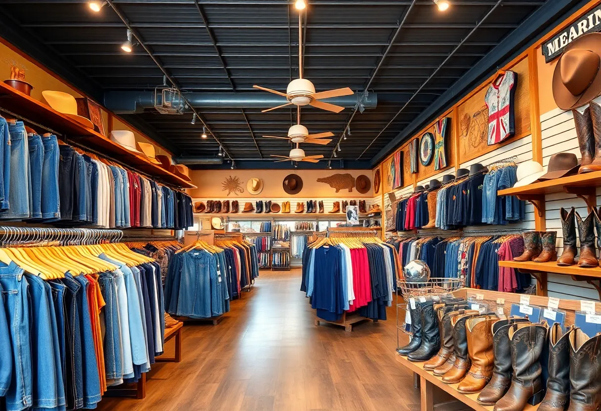 Interior view of Cavender's Boot City featuring western apparel and cowboy boots.