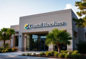Modern bank building of Coastal Carolina Bancshares amidst nature.