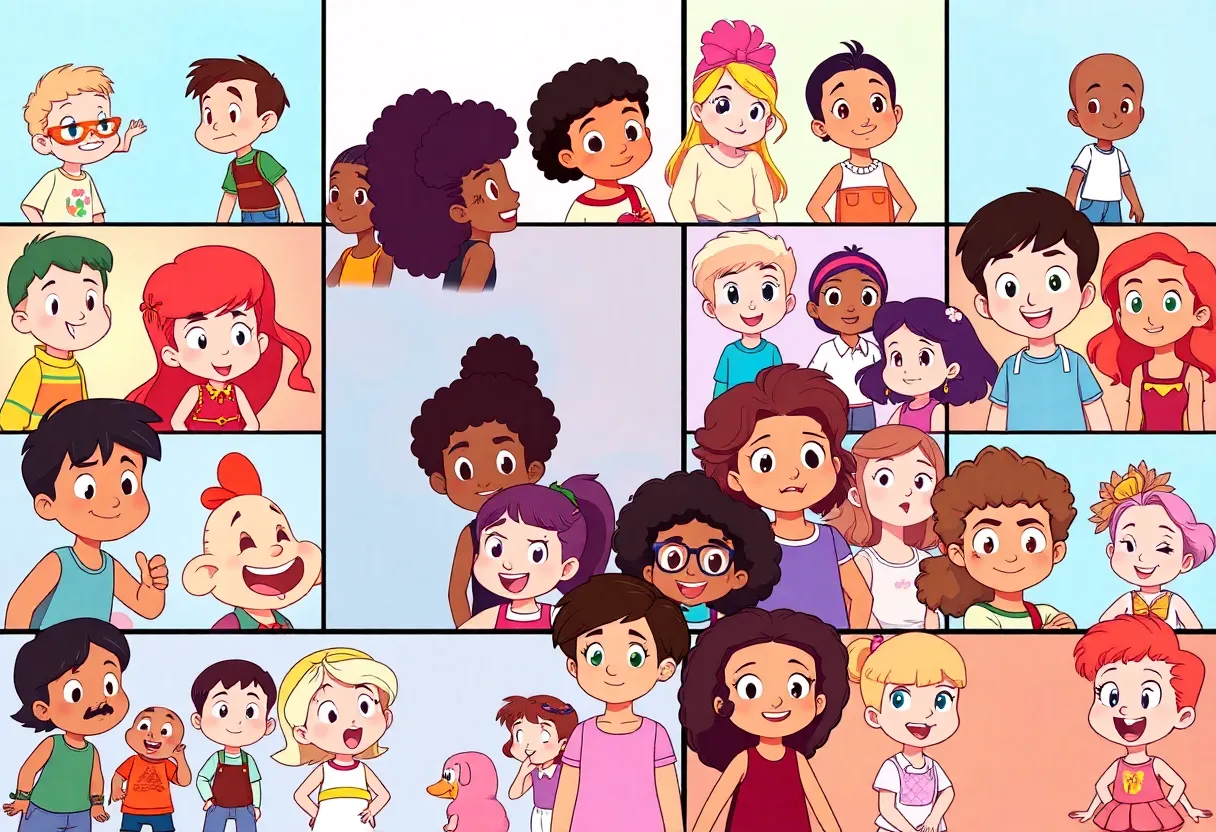 A collage representing diversity in children's animated series.