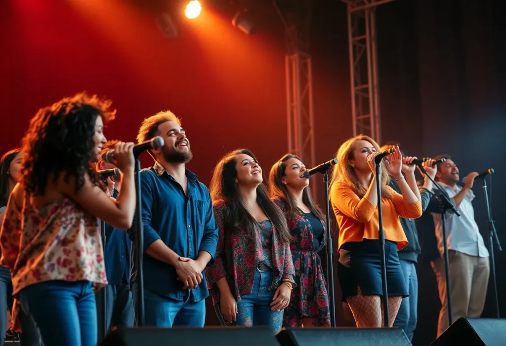 Gail Bliss performing on stage during The Voice audition