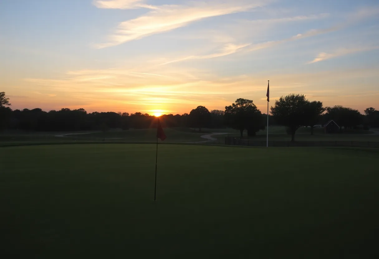 Series of golf courses in Myrtle Beach during sunset symbolizing remembrance.