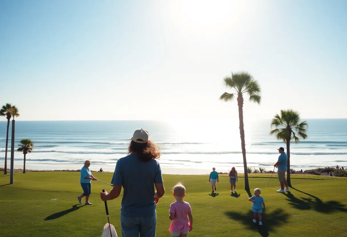 Families enjoying a day of golfing in North Myrtle Beach