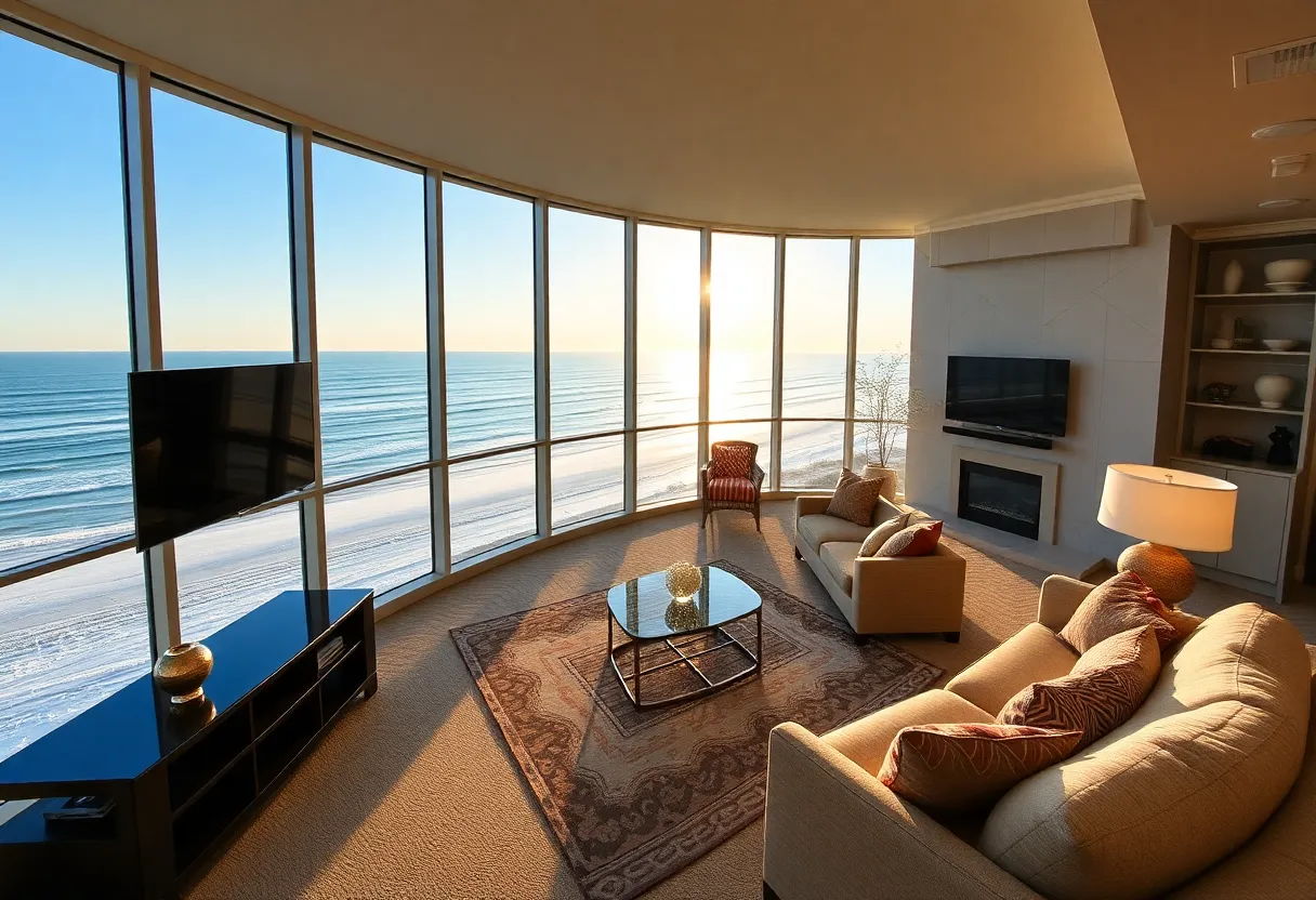 Interior of a luxury penthouse in Myrtle Beach with ocean views