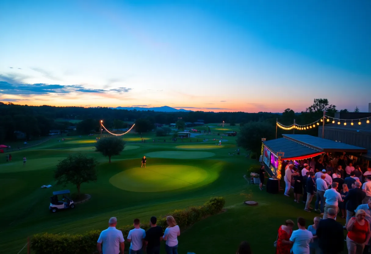 Fundraiser event at golf course in Lyndonville, with guests enjoying the festivities.
