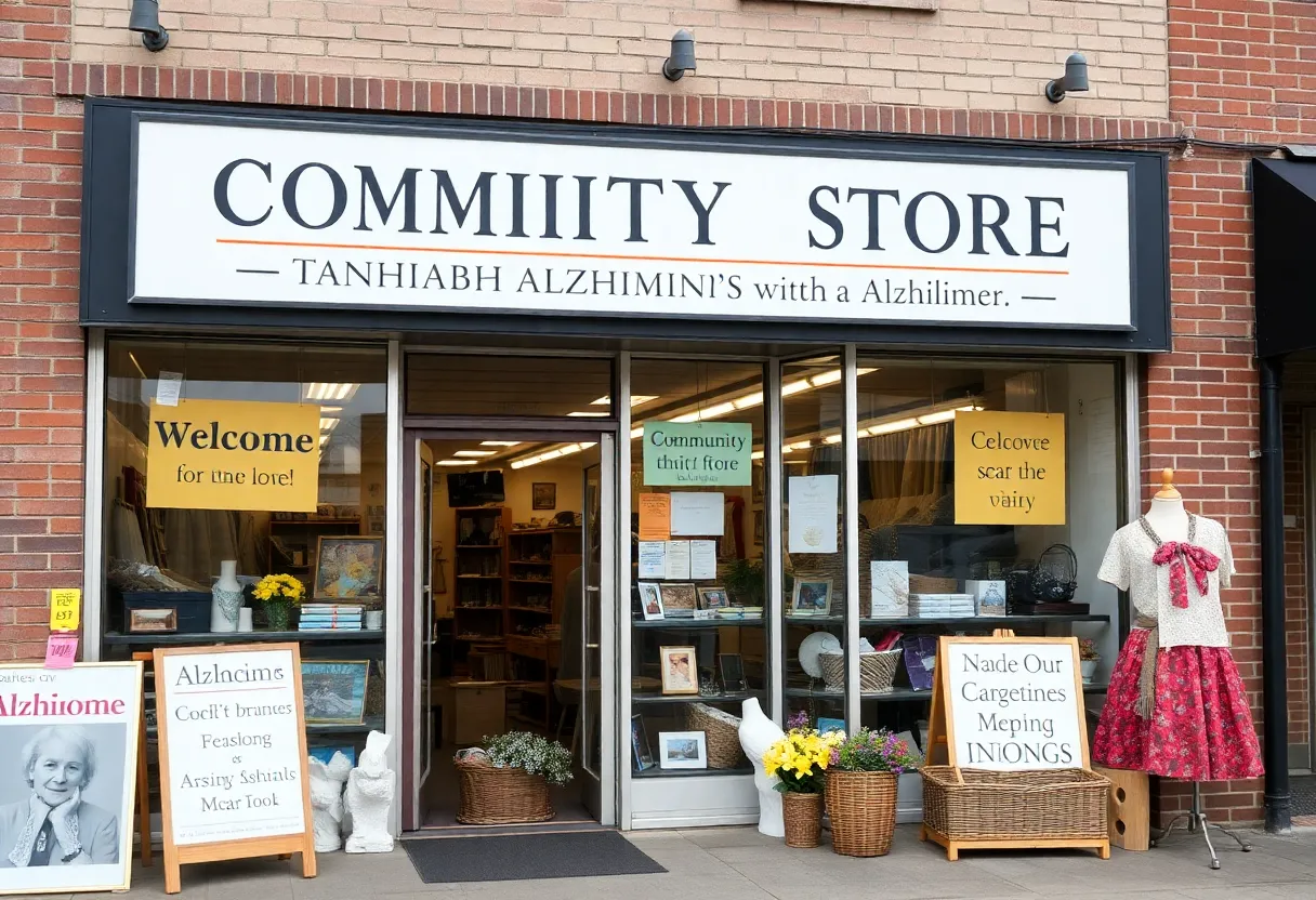 Exterior of Memory Lane thrift store with display of goods