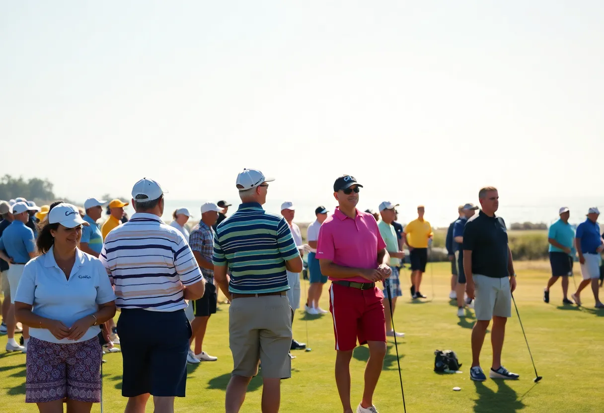 Golfers participating in a charity event at Myrtle Beach