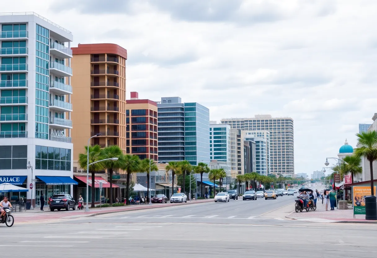 Illustration of Myrtle Beach showcasing its urban development and public safety enhancements.