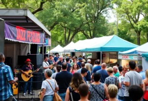 A lively atmosphere showcasing performances at the Myrtle Beach Jazz Festival