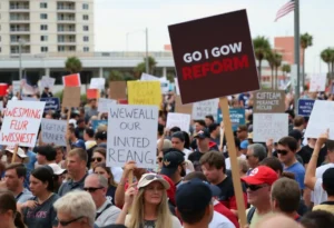 Crowd at Myrtle Beach protest advocating against government authority