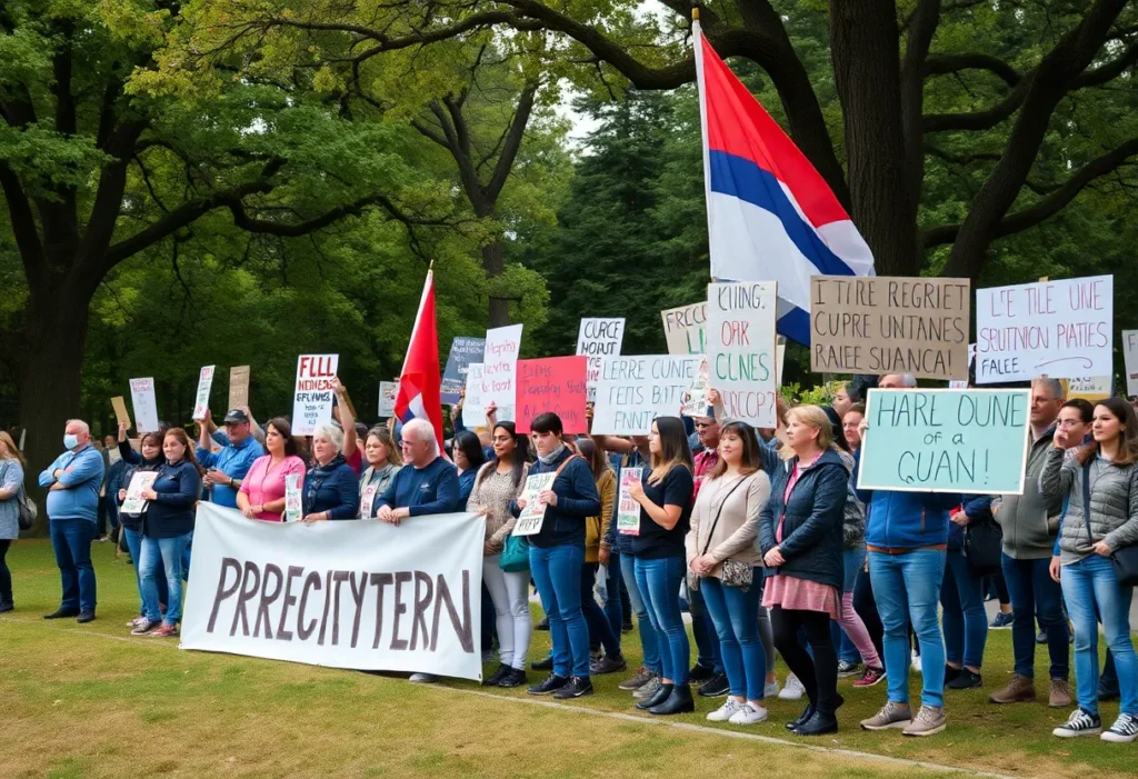Demonstrators at a Myrtle Beach protest holding signs.