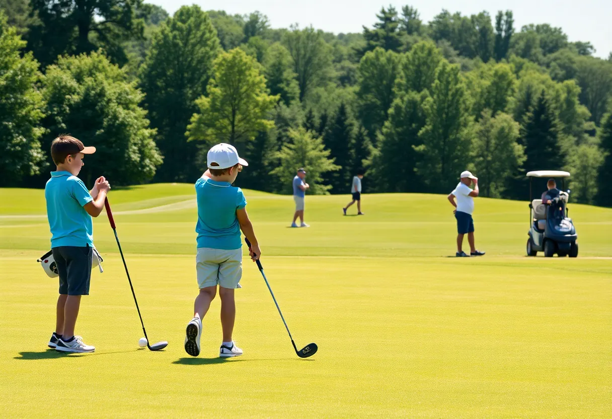 Young golfers practicing on a Nashville golf course