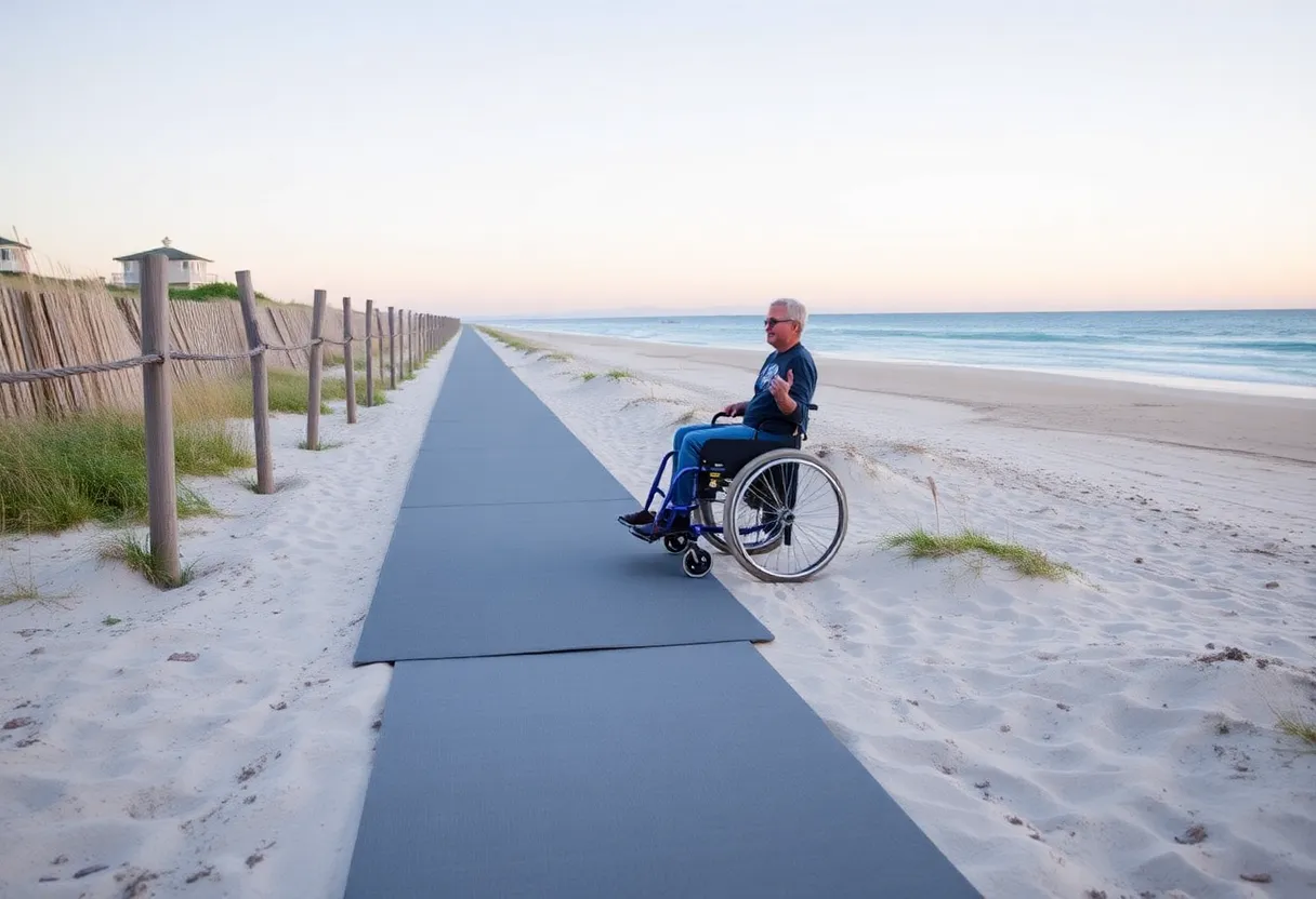 Pathway leading to beach designed for wheelchair access
