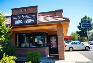 Exterior of Salty Bottoms Espresso drive-thru coffee shop