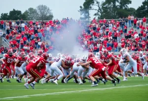 High school football players competing during a game in South Carolina