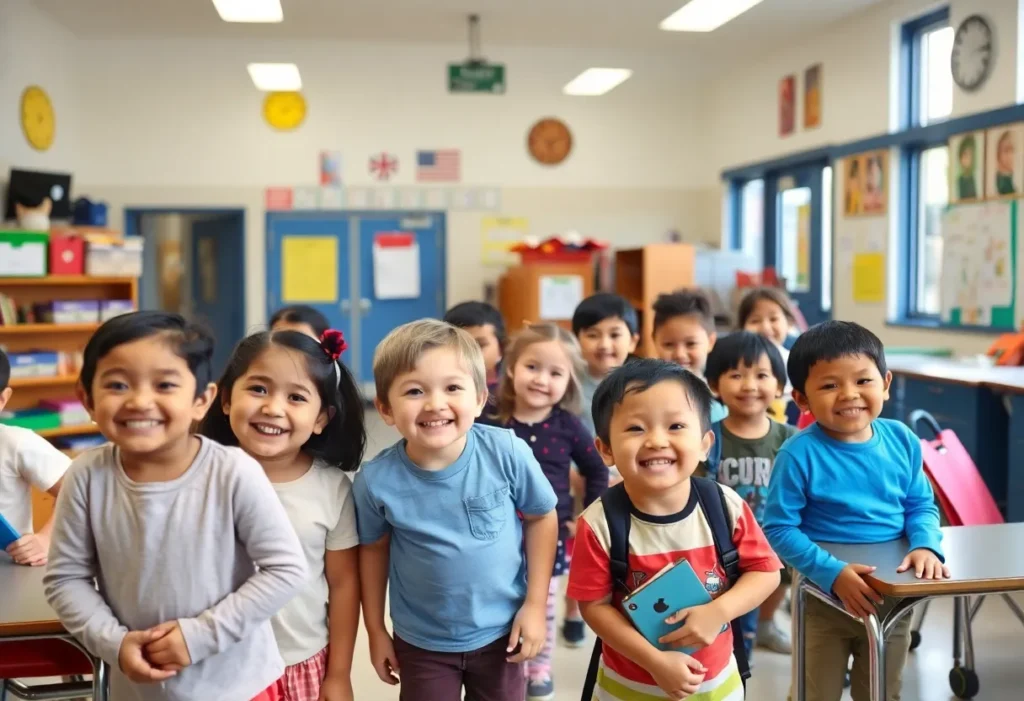 Children at Ten Oaks Elementary School engaging in learning activities.
