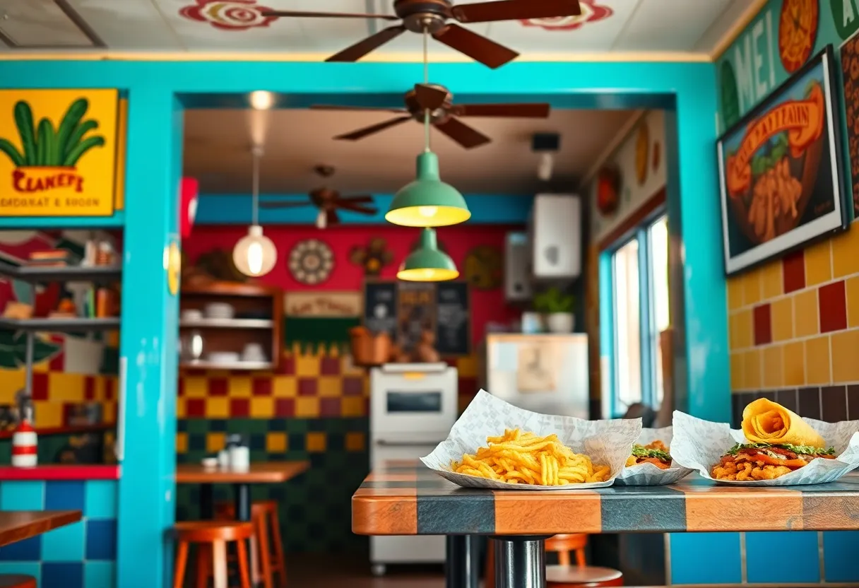 Interior view of We Corny restaurant with vibrant decor