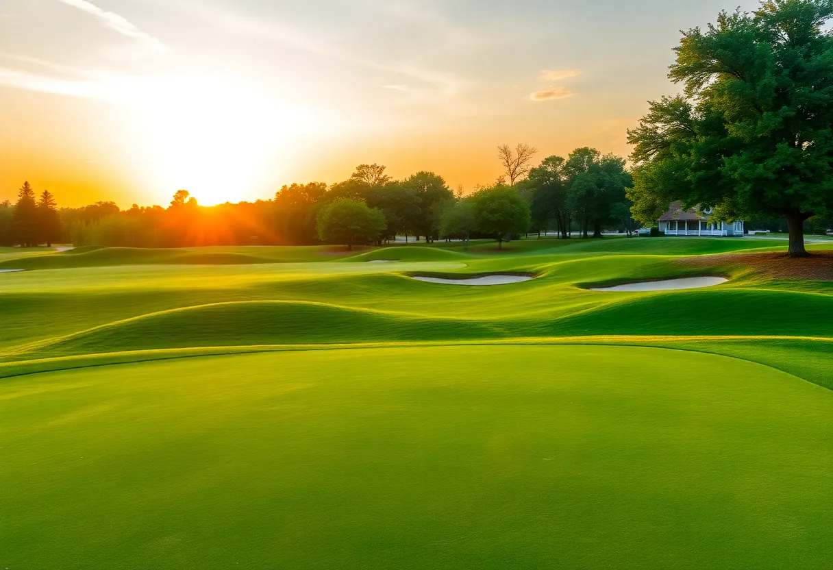 Golf course landscape representing a tribute