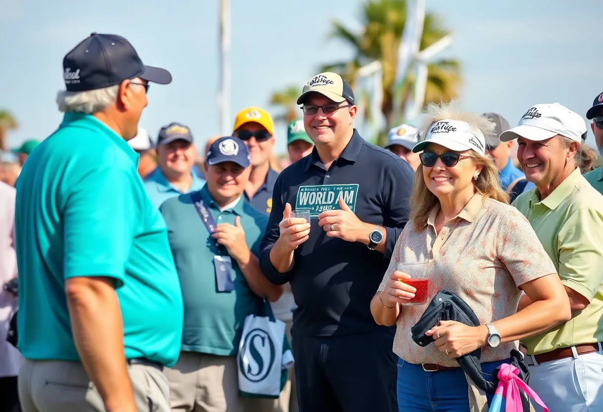 Golf fans celebrating at the Grand Rapids Golf Giveaway event