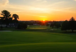 Lush greenery of a golfing landscape in Greenville, Illinois.