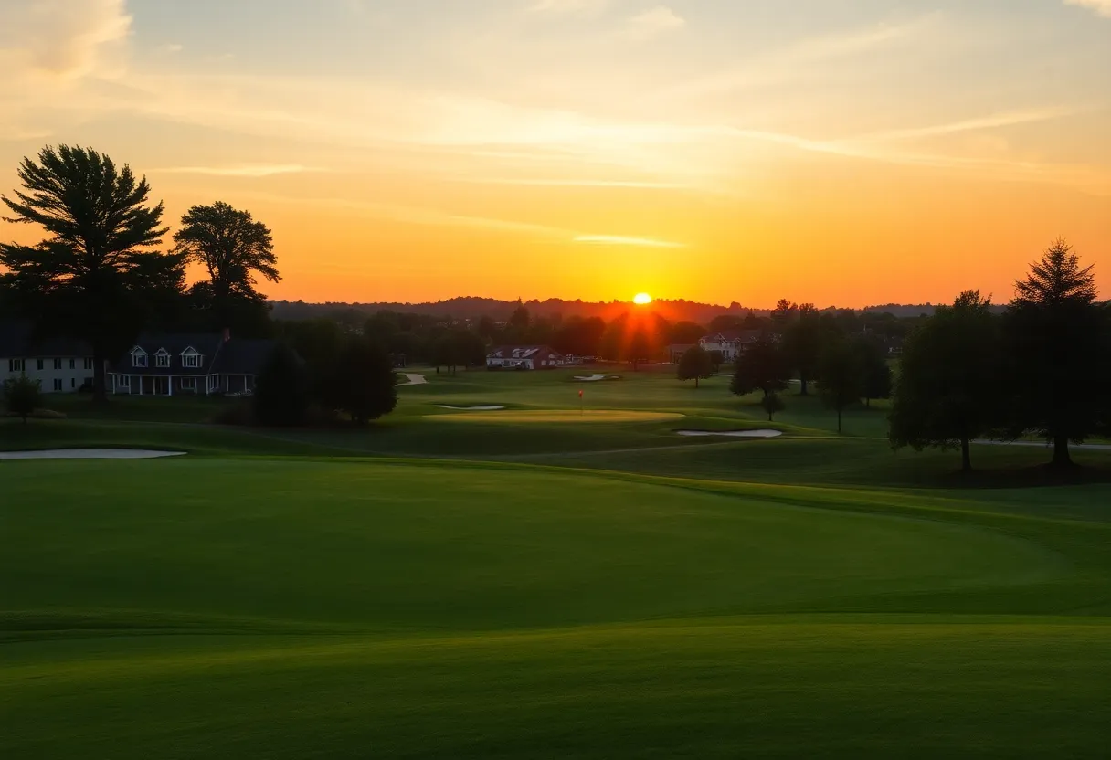 Lush greenery of a golfing landscape in Greenville, Illinois.