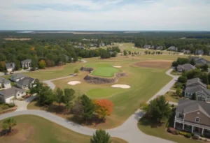 A picturesque golf course in Horry County, South Carolina, with homes nearby.