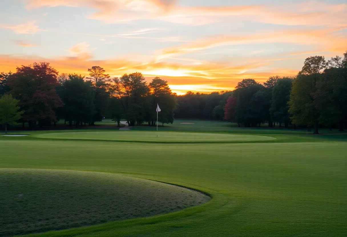 Sunset over a golf course in Myrtle Beach