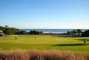 Golf course in Myrtle Beach with coastline view