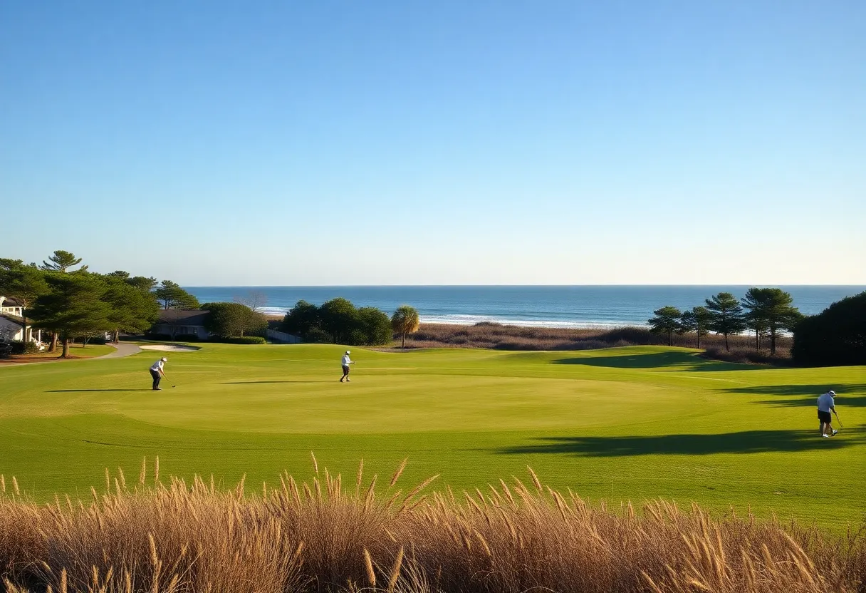 Golf course in Myrtle Beach with coastline view