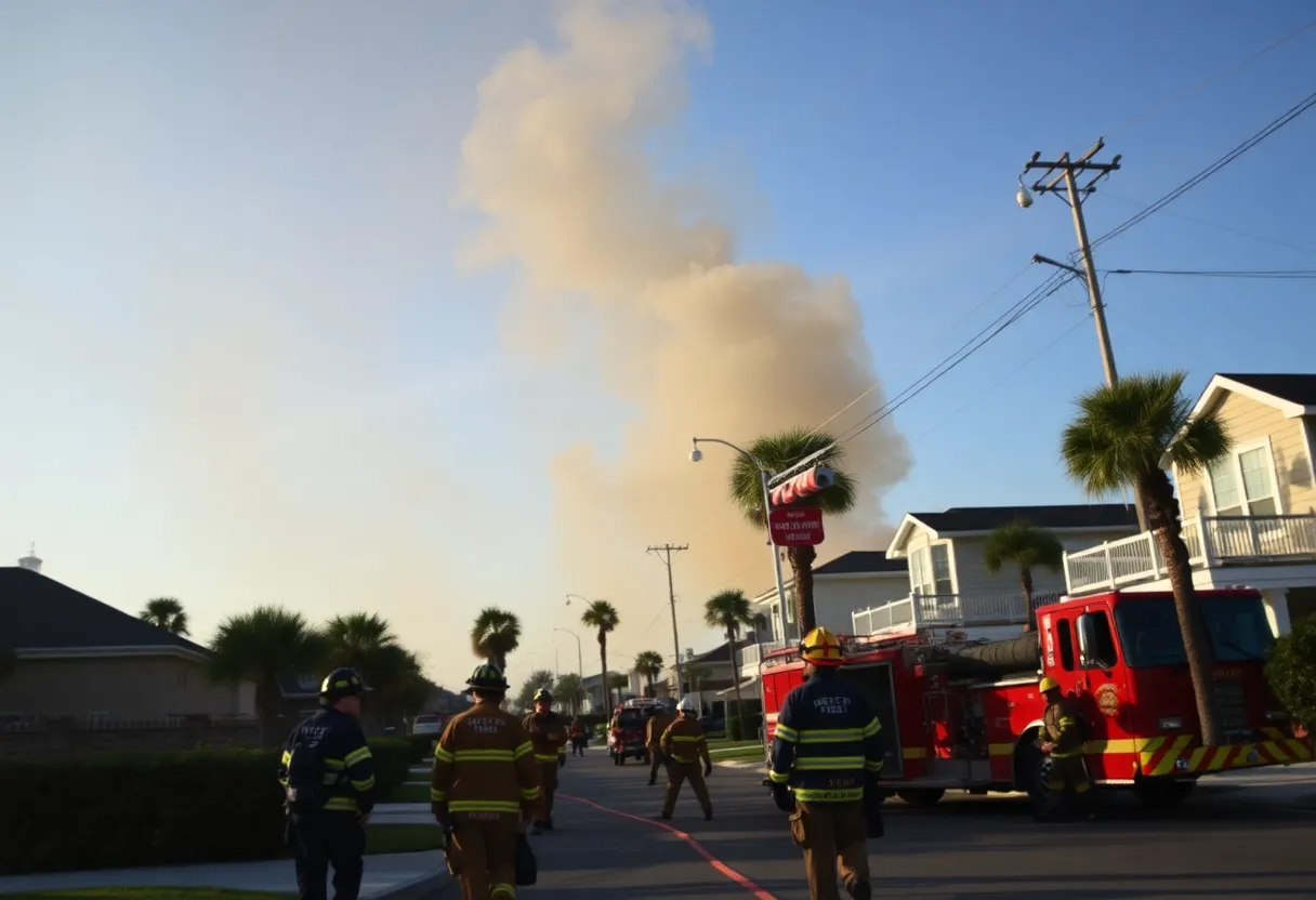 Firefighters responding to a fire incident in Myrtle Beach.