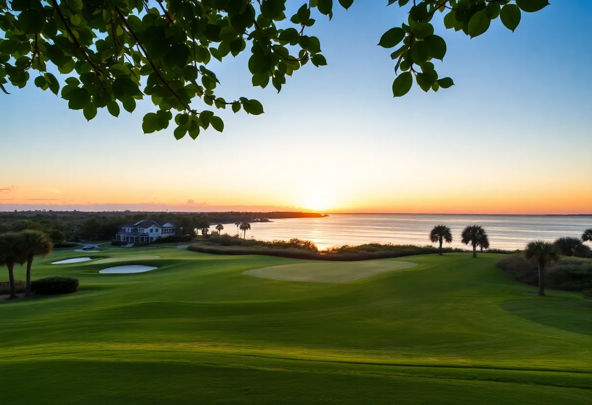 Golf course in North Myrtle Beach at sunset
