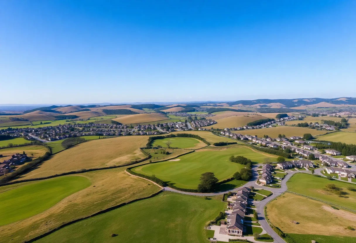 A view of River Oaks Golf Club, highlighting the golf course landscape.