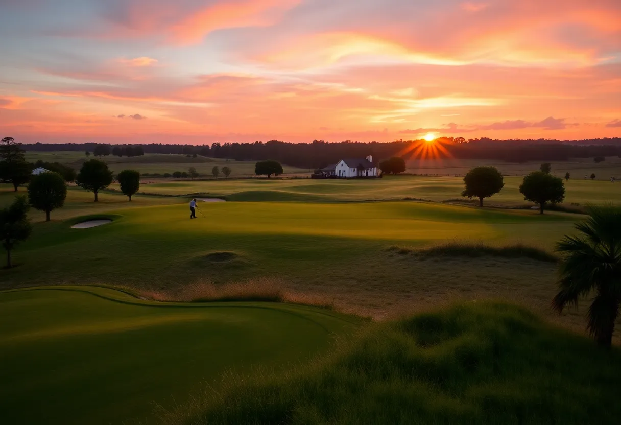 View of River Oaks Golf Club during sunset