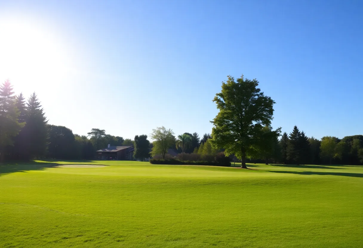 A picturesque golf course representing community and leisure.