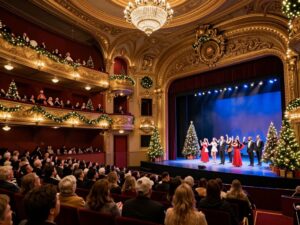 Festively decorated theater during the Carolina Opry Christmas Special