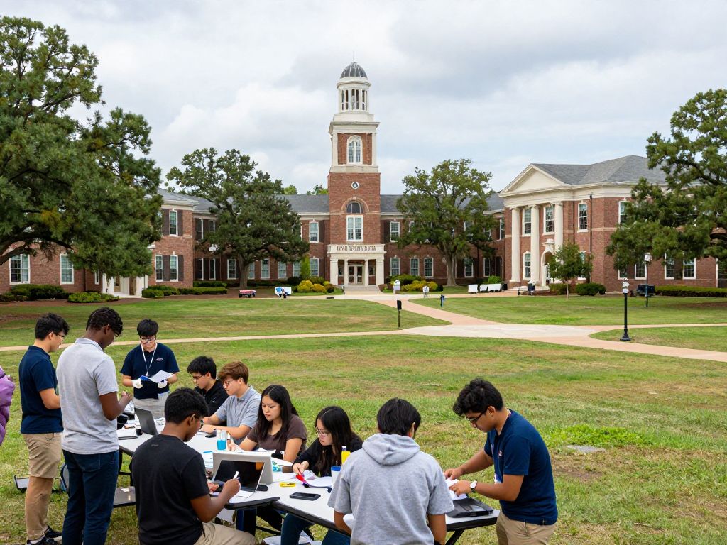 Students at Coastal Carolina University engaged in research activities on campus