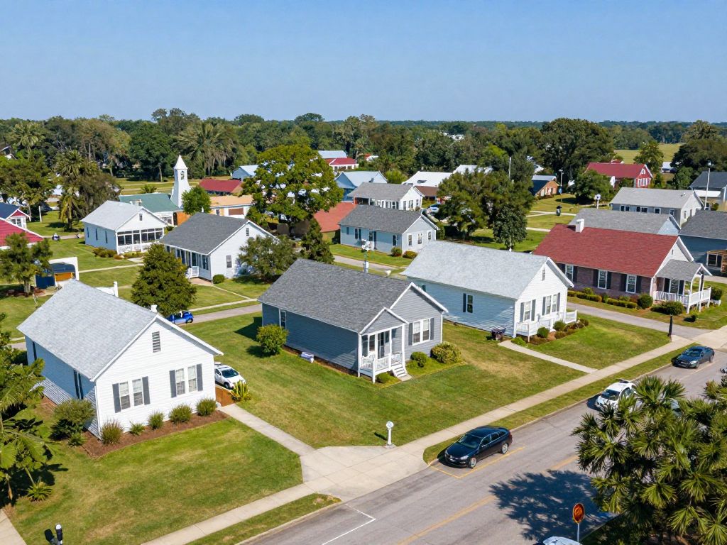 A view of Conway, SC highlighting its affordable homes and community atmosphere.