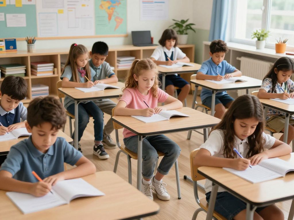 Students engaged in diverse educational activities in a classroom setting