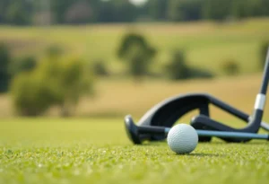Golf course with clubs and a ball to honor Gary Jenkins