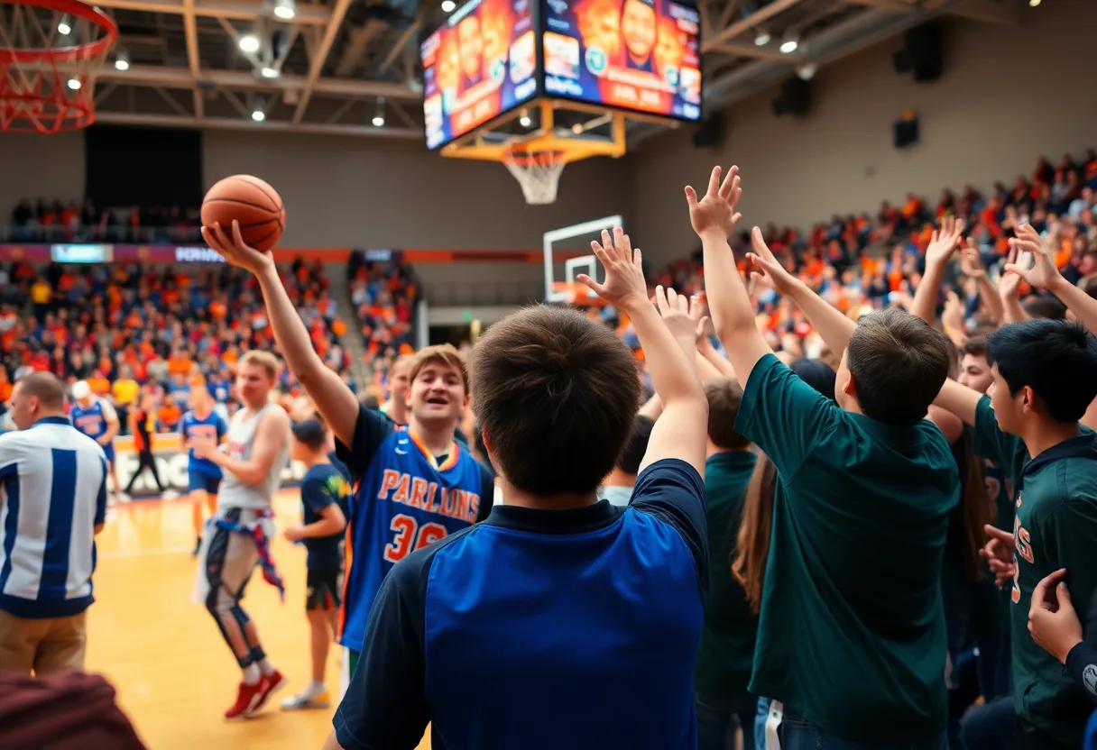 Hebron Christian basketball team celebrating their championship victory