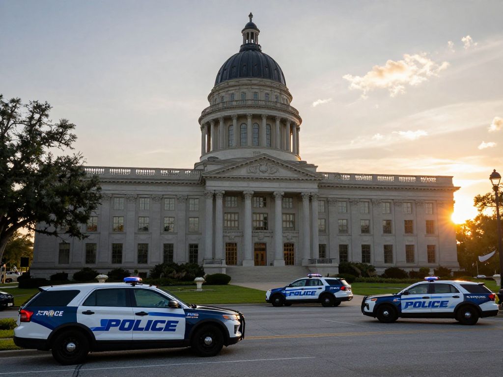 Horry County government building with law enforcement vehicles