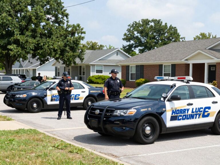 Law enforcement vehicles representing Horry County Police Department and Sheriff's Office