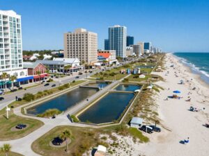 Coastal city with stormwater management systems
