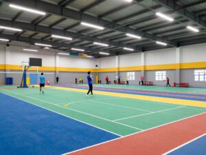 Indoor Practice Facility at Coastal Carolina University with athletes training.