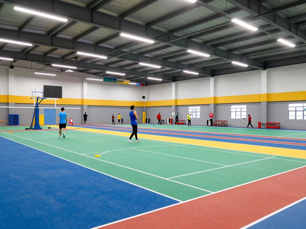 Indoor Practice Facility at Coastal Carolina University with athletes training.