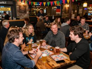 Community members enjoying a vibrant bingo night at Tidal Creek Brewhouse