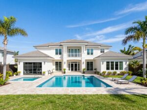 Luxury waterfront home featuring a swimming pool at Myrtle Beach.