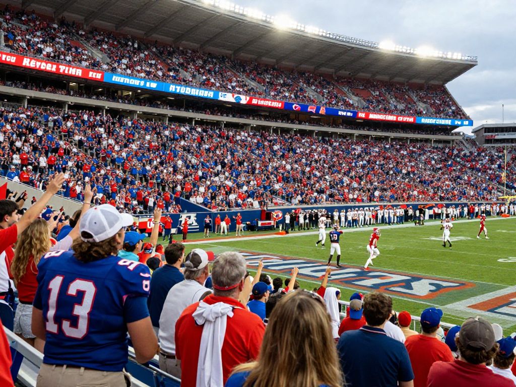 Crowd of fans cheering at the Myrtle Beach Bowl in Brooks Stadium
