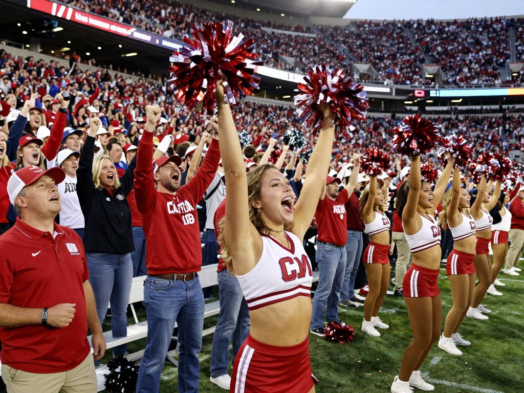 Excited crowd at Myrtle Beach Bowl football game